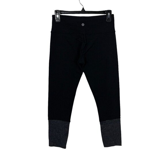 Lululemon Crop Leggings Black Gray Colorblock High Rise Athletic 6 - Picture 4 of 7